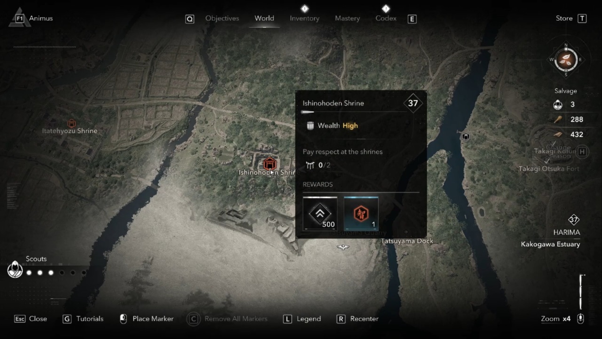 Location of the Ishinohoden Shrine in Assassin’s Creed Shadows (Image via Ubisoft, YouTube@Wow Quests)