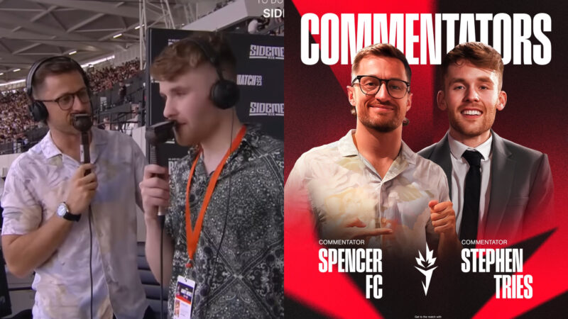 Spencer FC and Stephen Tries in promotional images (Image via @Sidemen/YouTube)