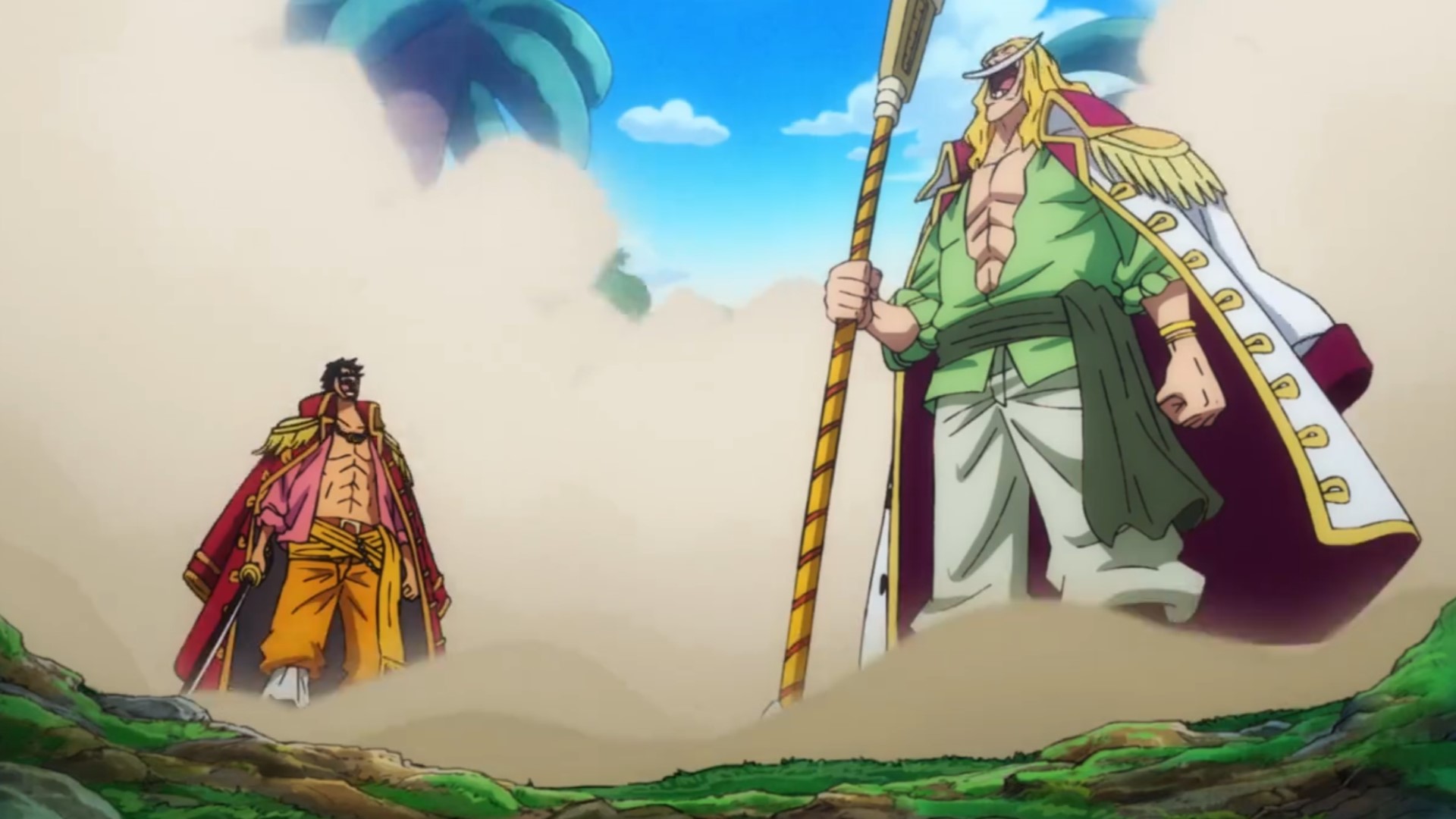 Roger and Whitebeard in One Piece