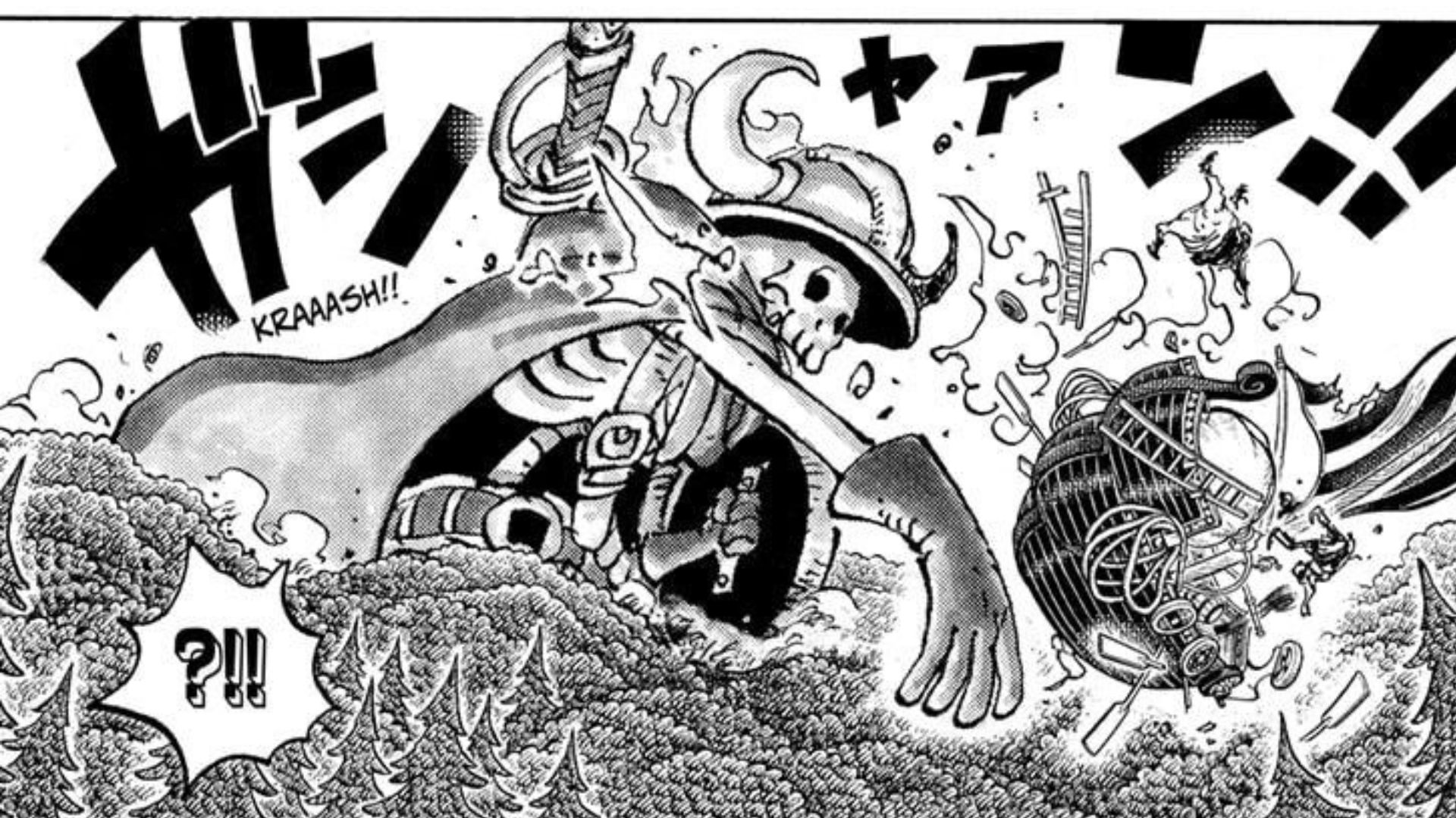 A giant skeleton created by Killingham's Devil Fruit as seen in the One Piece manga (Image via Shueisha)