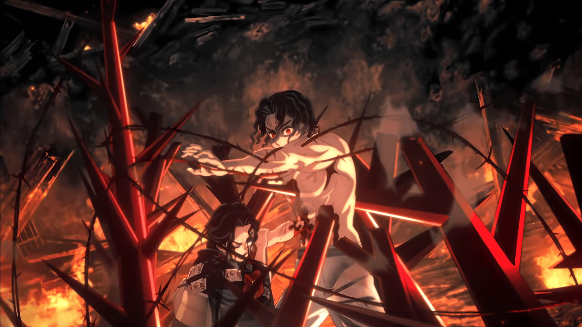 Muzan in the battle against Kagaya in the Swordsmith Village Arc of the Anime.