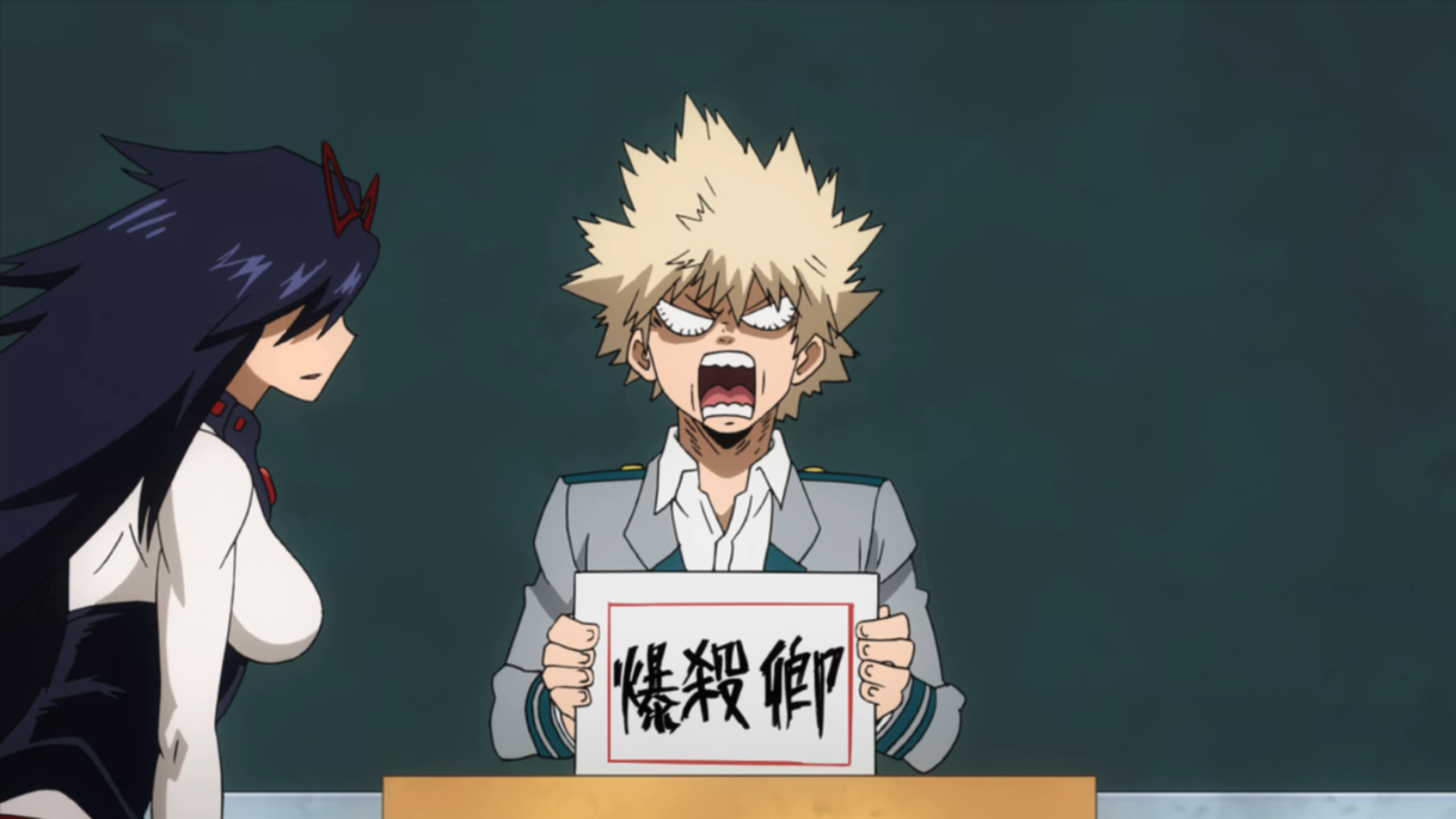 Bakugo waiting for approval of Hero Name for the second time from Midnight
