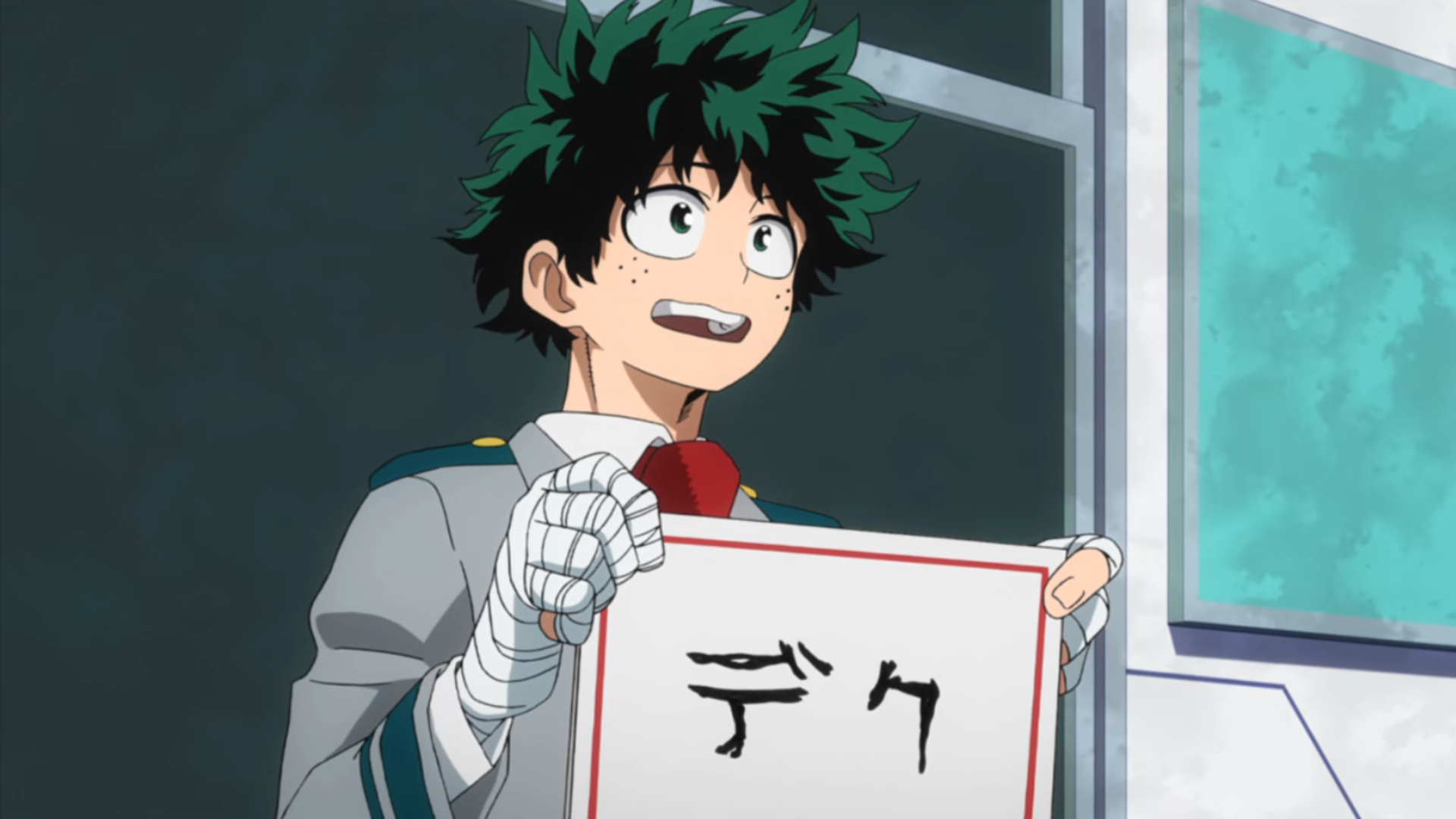 Midoriya showing his chosen Hero Name