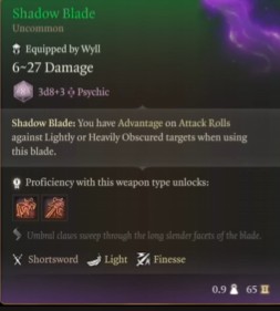 Shadow Blade Summon Spell BG3