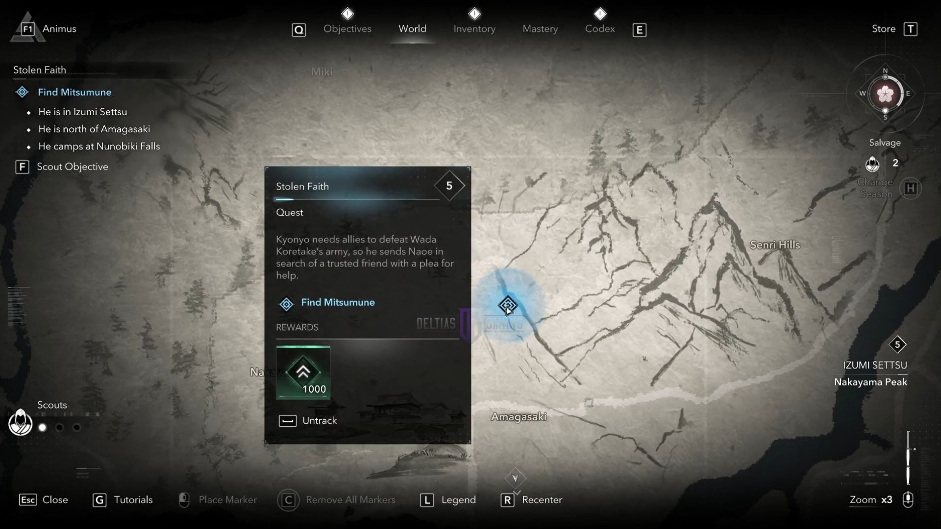 Mitsumune Location (Image via Delitas Gaming/Ubisoft)