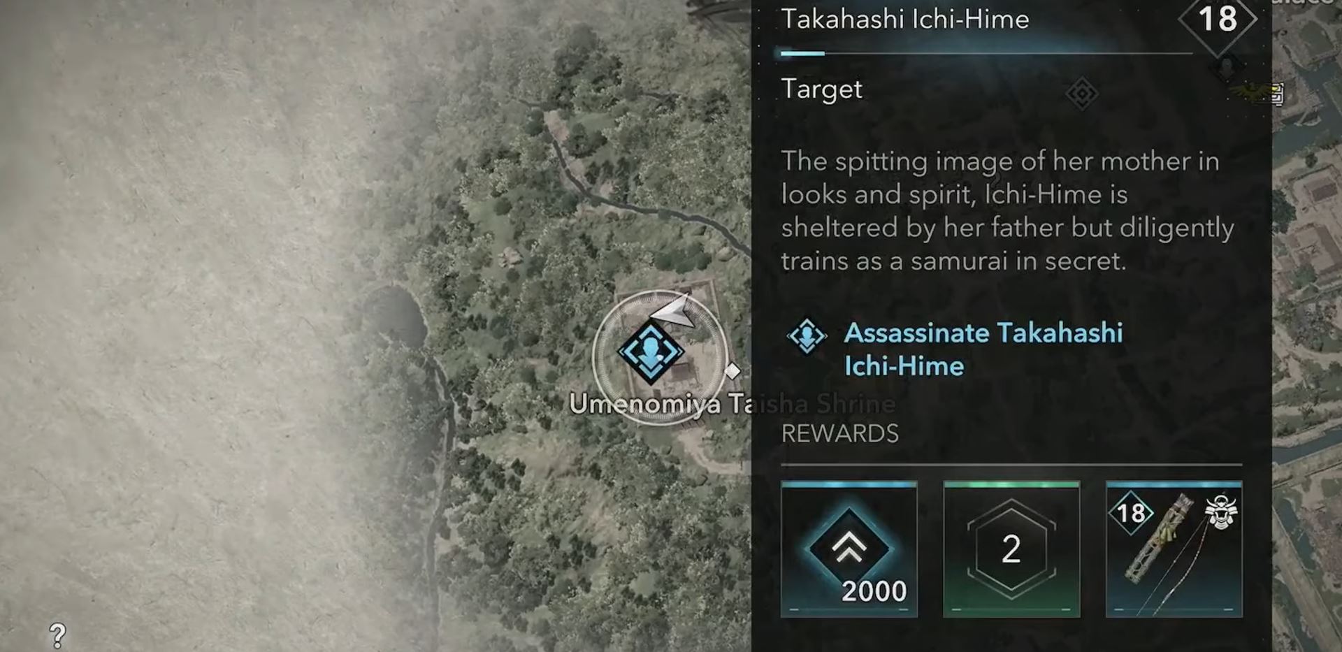 Location of Takahashi Ichi-hime (Image via Ubisoft)