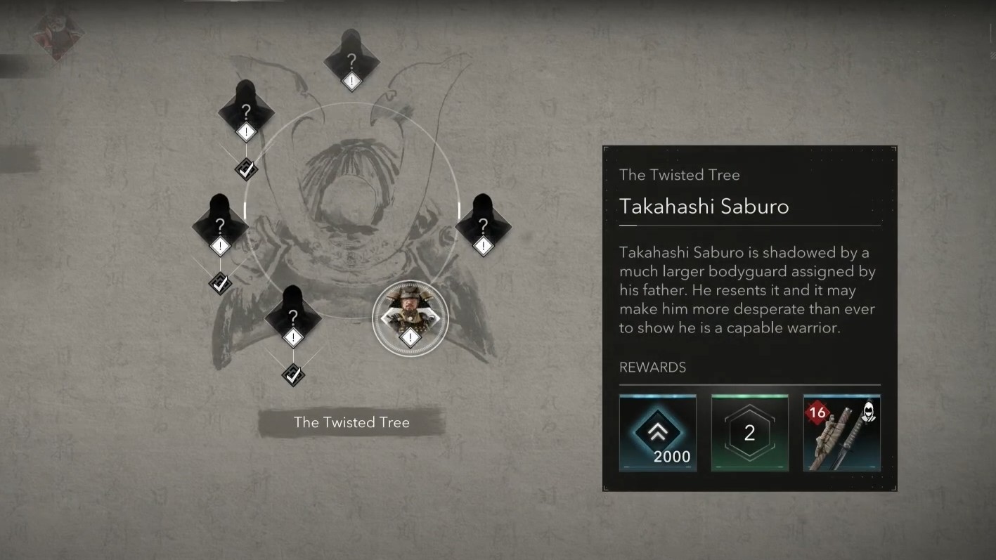 Takahashi Saburo rewards (Image via Ubisoft)
