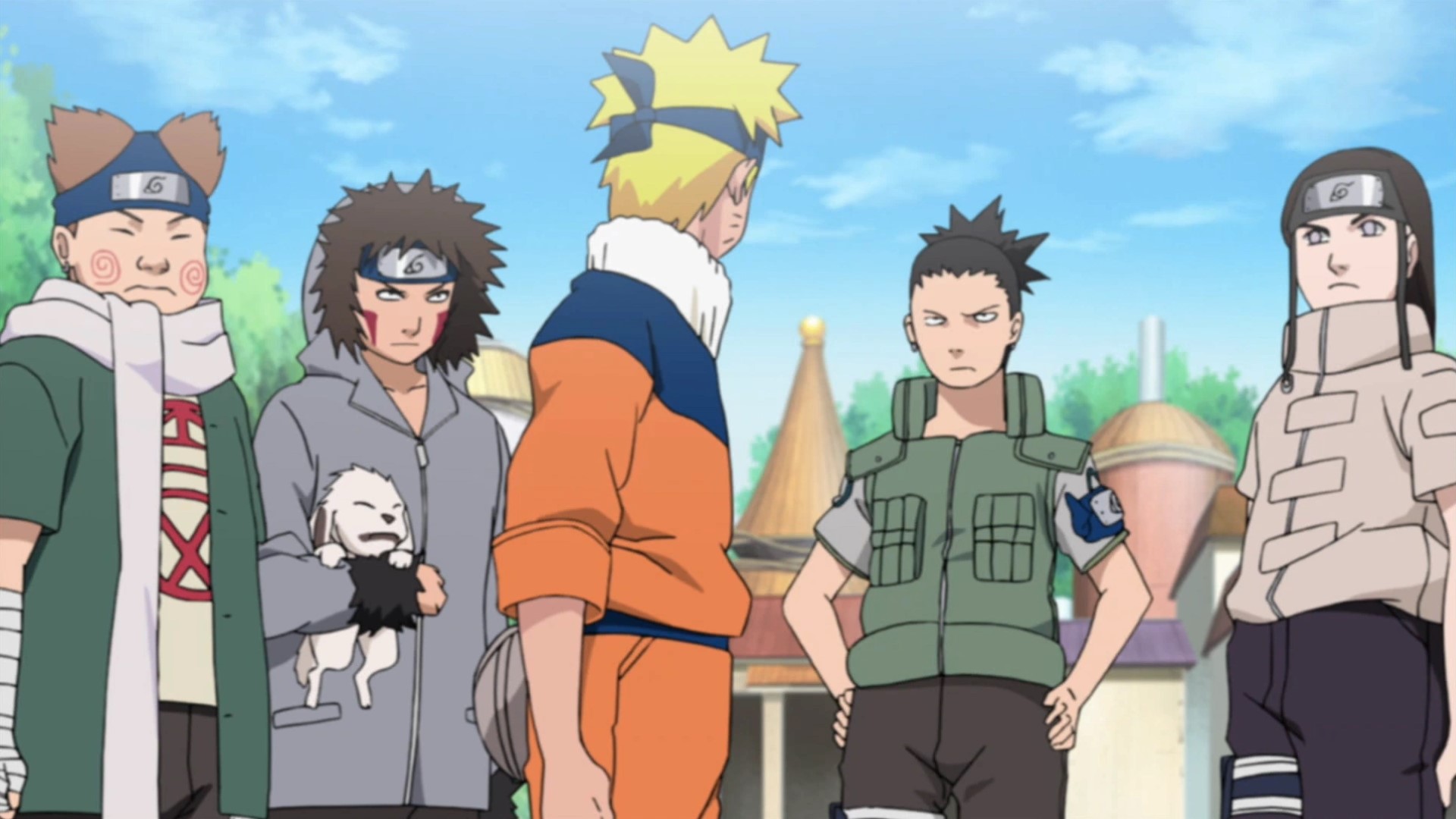 Choji, Kiba, Naruto, Shikamaru, and Neji from Naruto