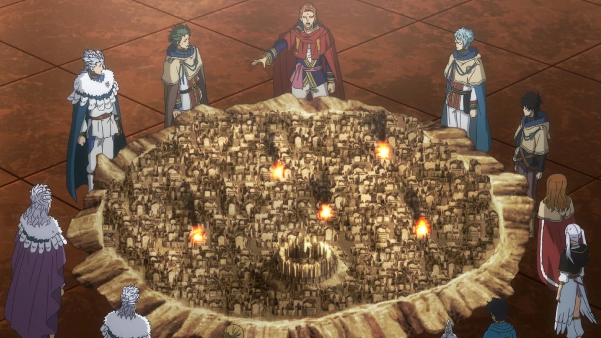 Some captains around a model of the Clover Kingdom