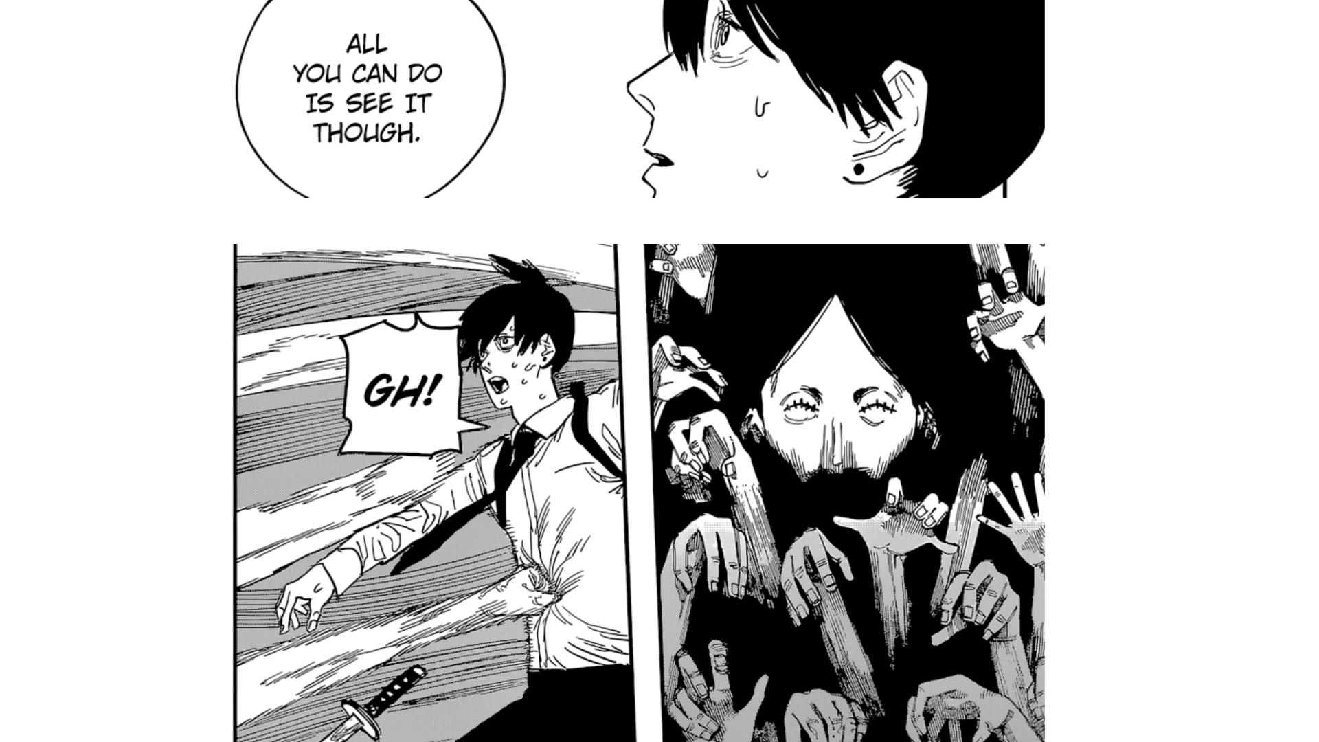 Aki in his fight against the Ghost Devil (Image via Shueisha)