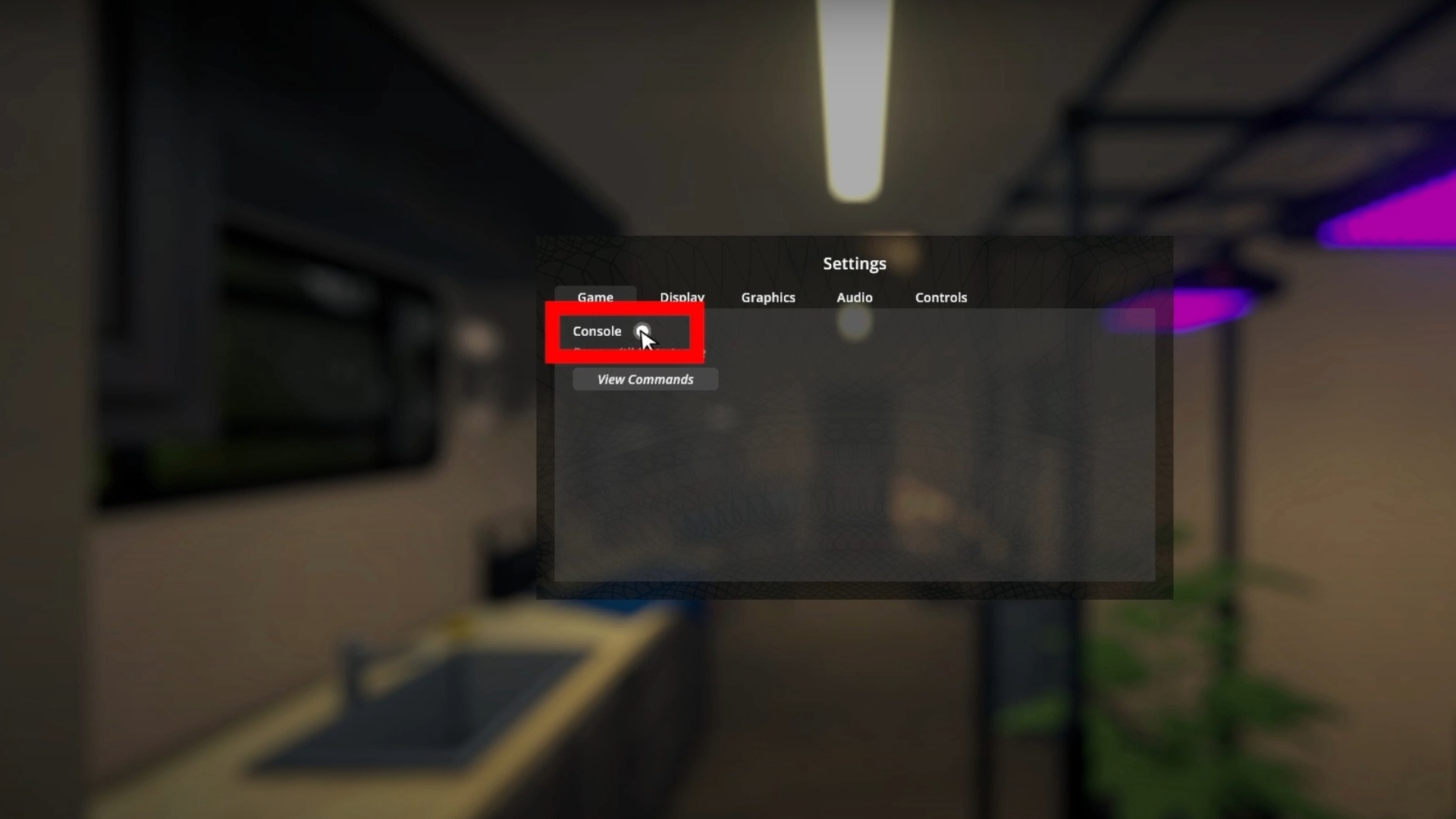 Toggle on the console option