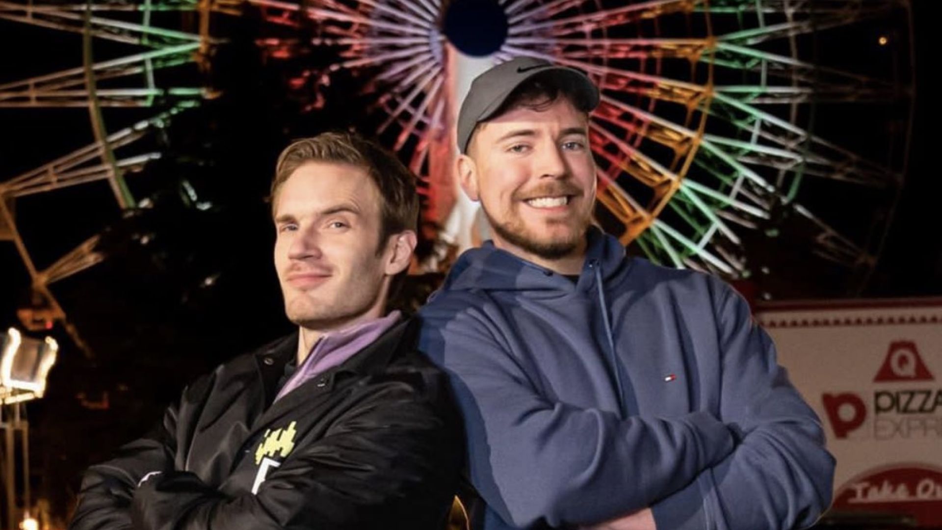 YouTube stars MrBeast and PewDiePie. (Image via @MrBeast/ X)