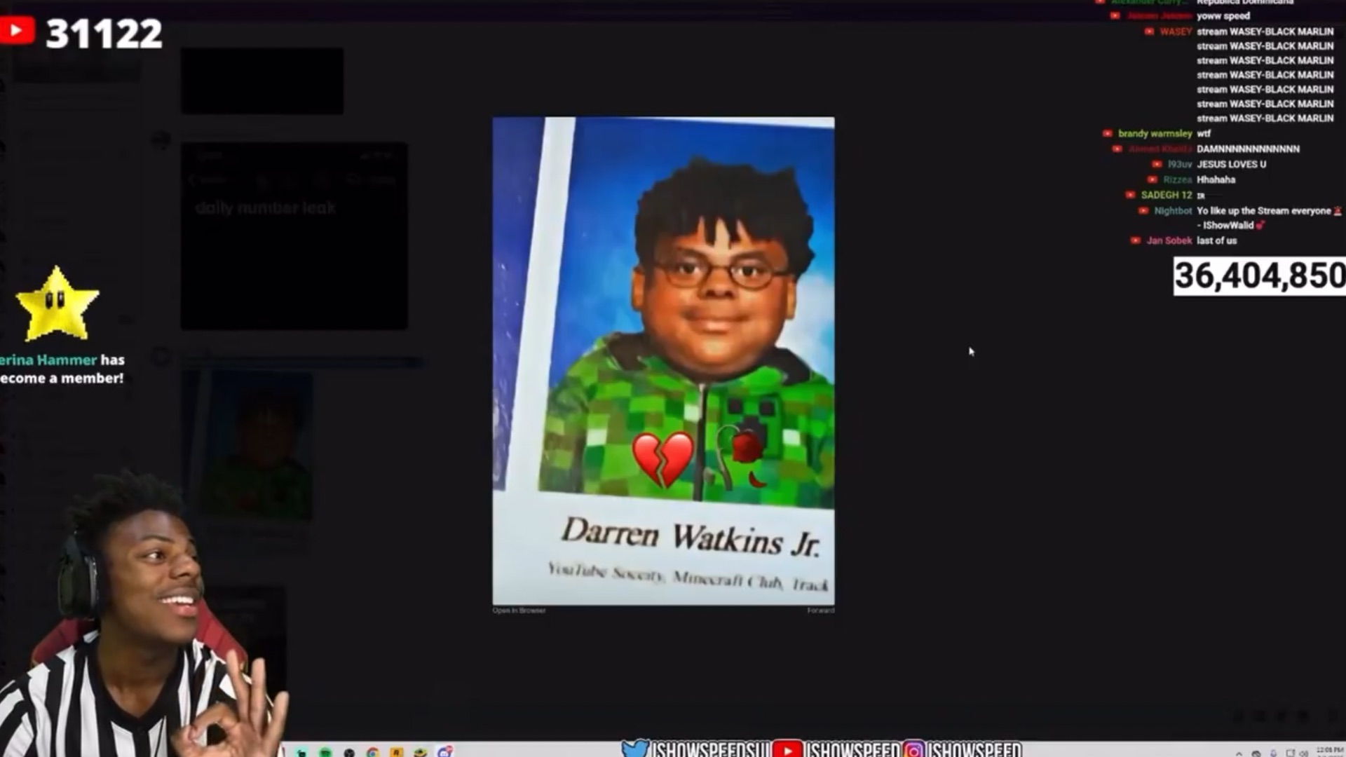 IShowSpeed reacts to his childhood photograph. (Image via @scubaryan_/ X)