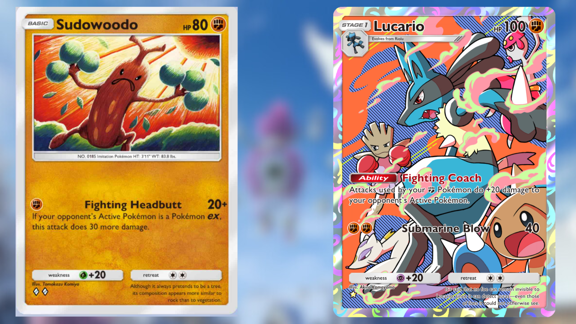 Lucario boosts Rampardos and Sudowoodo counters Ex (Image via The Pokémon Company)
