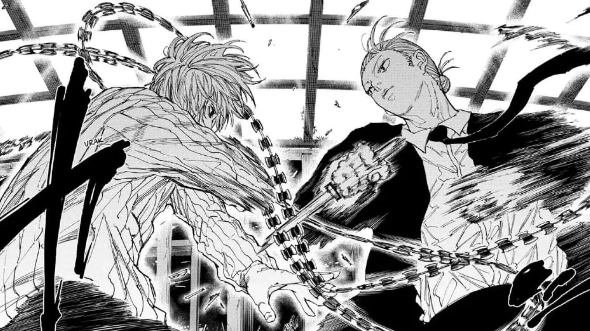 Uzuki and Sakamoto as seen in the manga