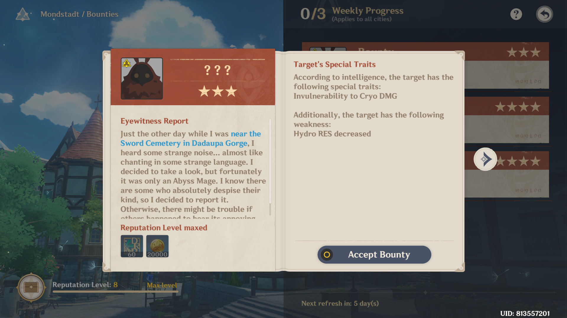 A three star bounty (Image via HoYoverse)
