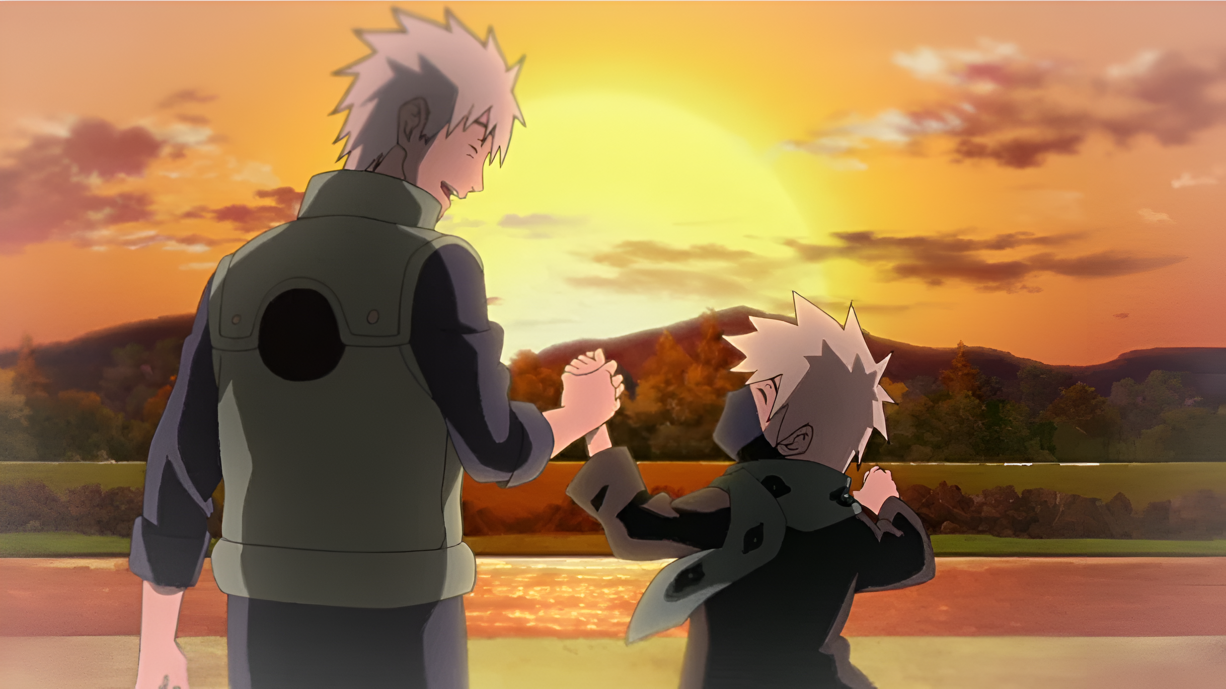 Kakashi and Sakumo Hatake as seen in anime (Source: Studio Pierrot)