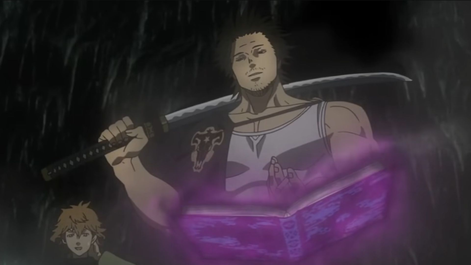 Yami Sukehiro along with his grimoire