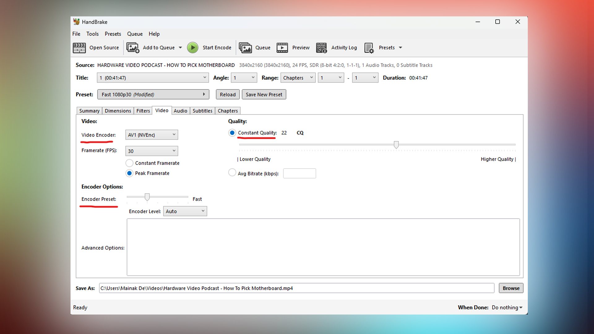 best handbrake settings for nvidia gpus