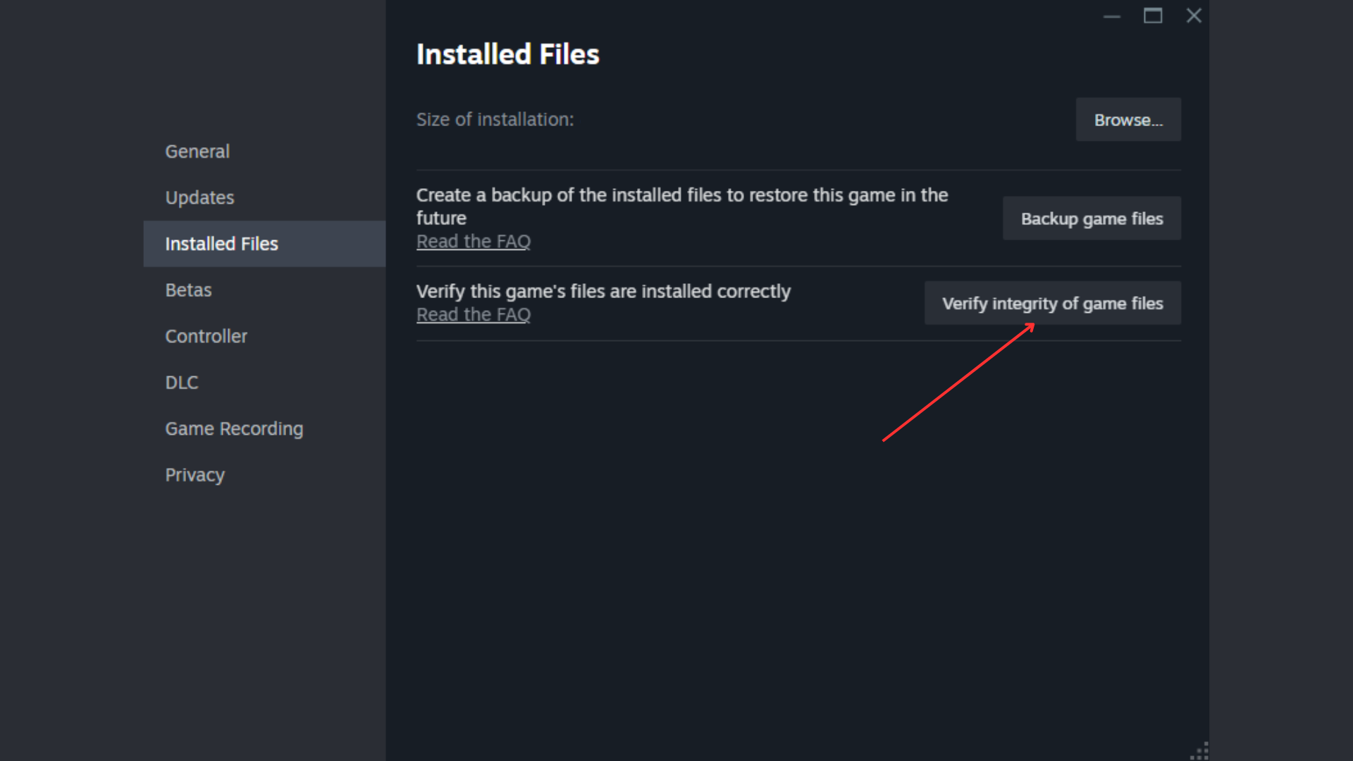 Verify Game Files on Steam (Image via: Steam)