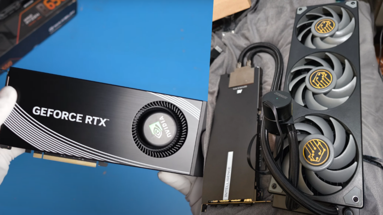 RTX 4090 48GB VRAM modded GPU in China tested; check results (Image via: YouTube @Мой Компьютер, NVIDIA)