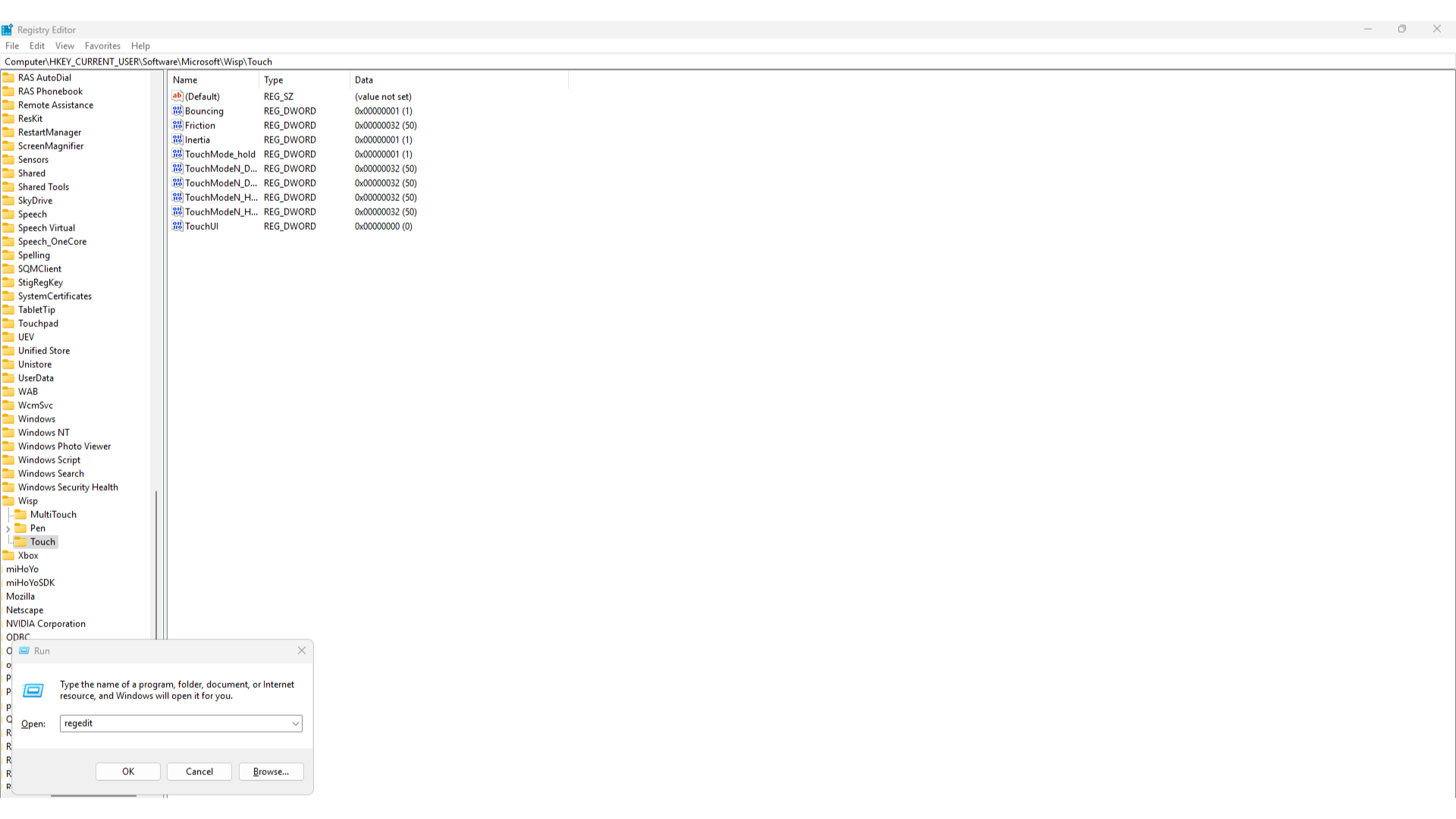 Using Registry Editor (Image via: Windows)