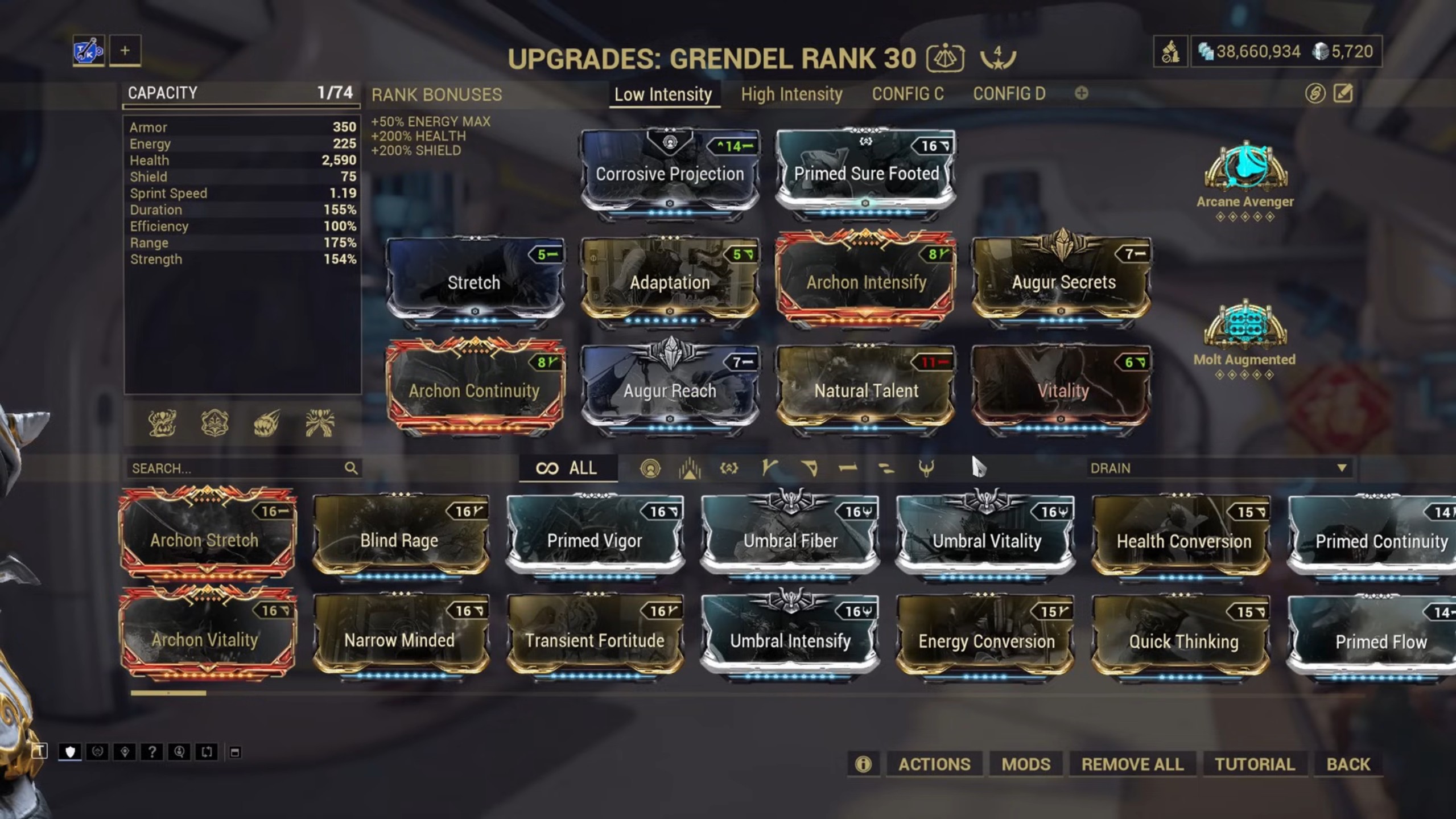 low intensity build grendel