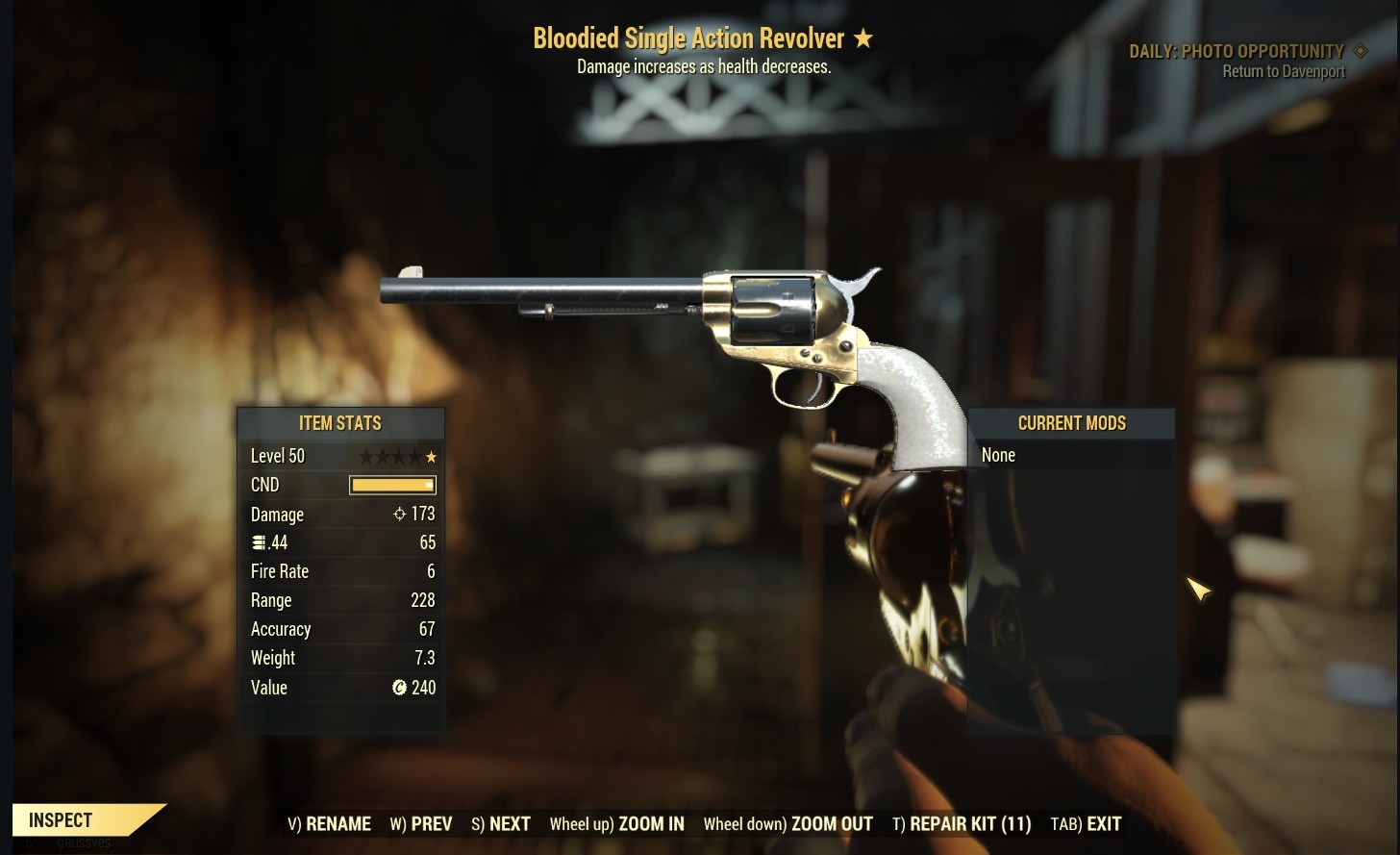 single action revolver fallout 76