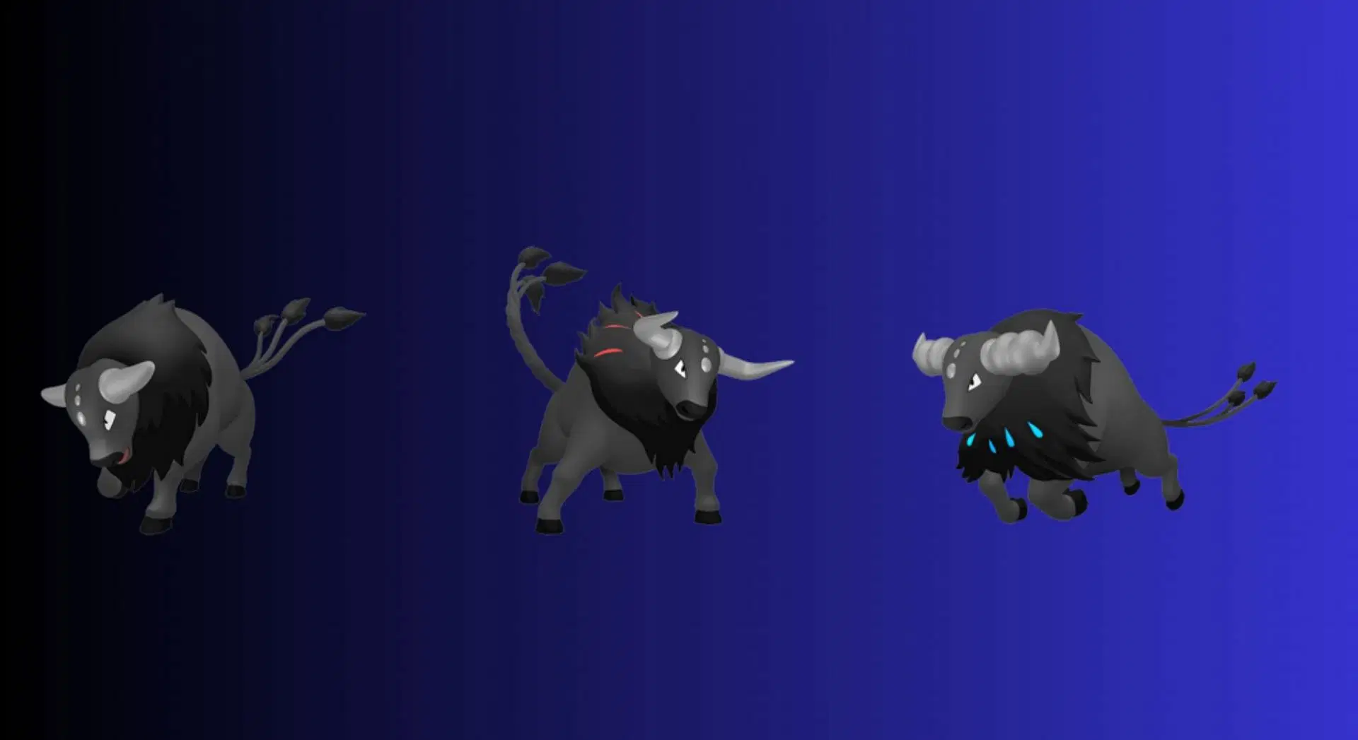 Different forms of Paldean Tauros (Image via TPC)