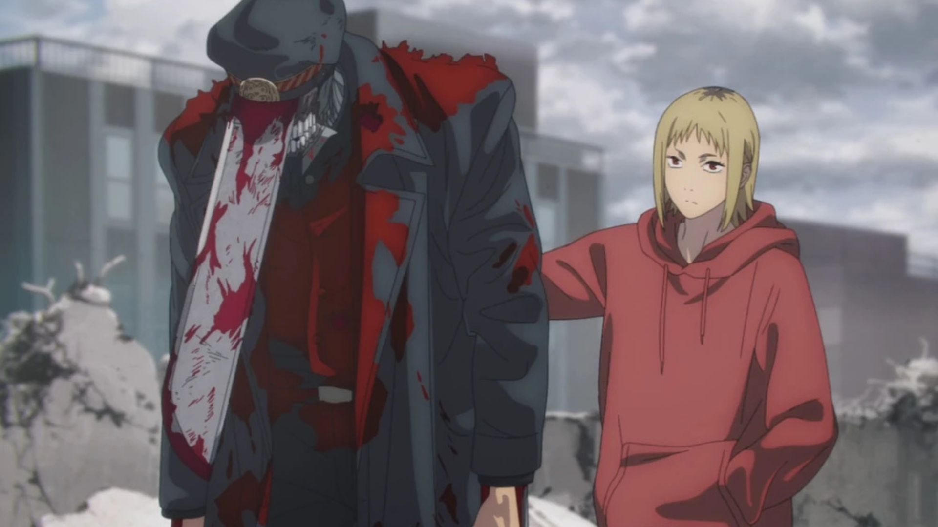 Akane Sawatari and Katana Man as seen in the Chainsaw Man anime (Image via Studio Mappa)