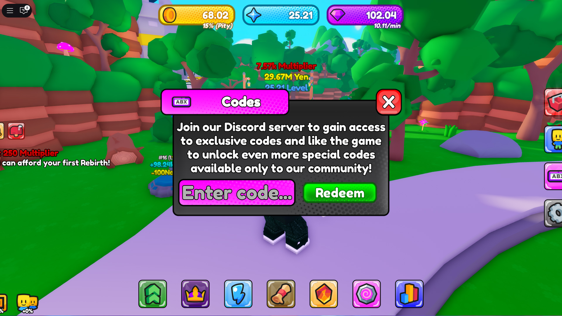 Redeem the codes here (Image via Roblox Corporation)