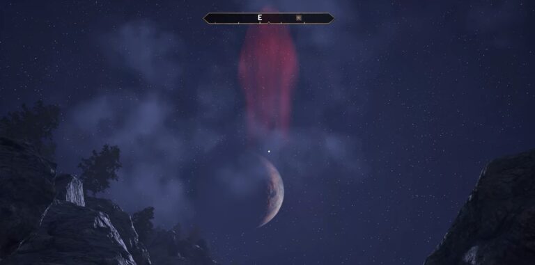 Red pillar of light over a Necromancy Altar (Image via Bethesda)