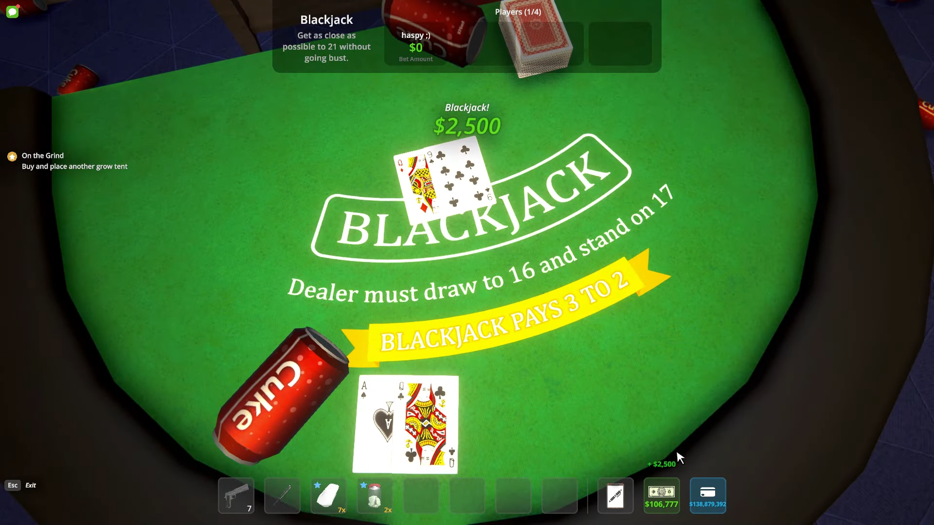 Winning bets at the Blackjack game