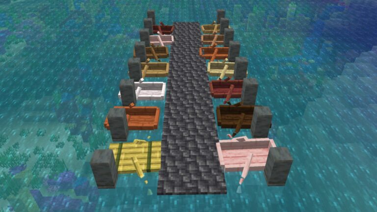 A boat's appearance can vary depending on the type of wood used to craft it (Image via Mojang)
