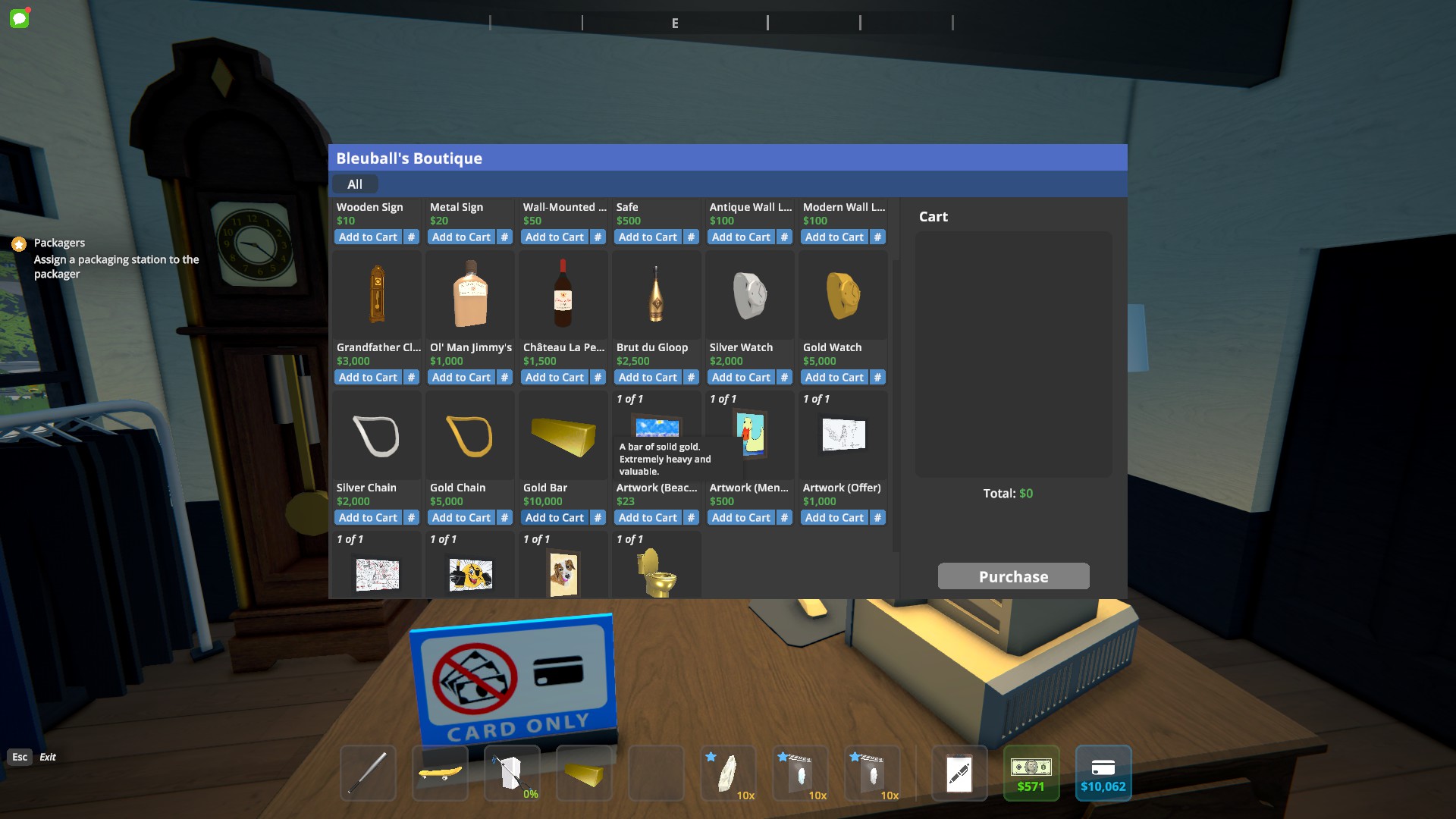 Buying the Gold Bars. The shop only takes cards.