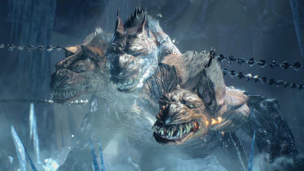 Meeting King Cerberus in Devil May Cry 5 (Image via Capcom)