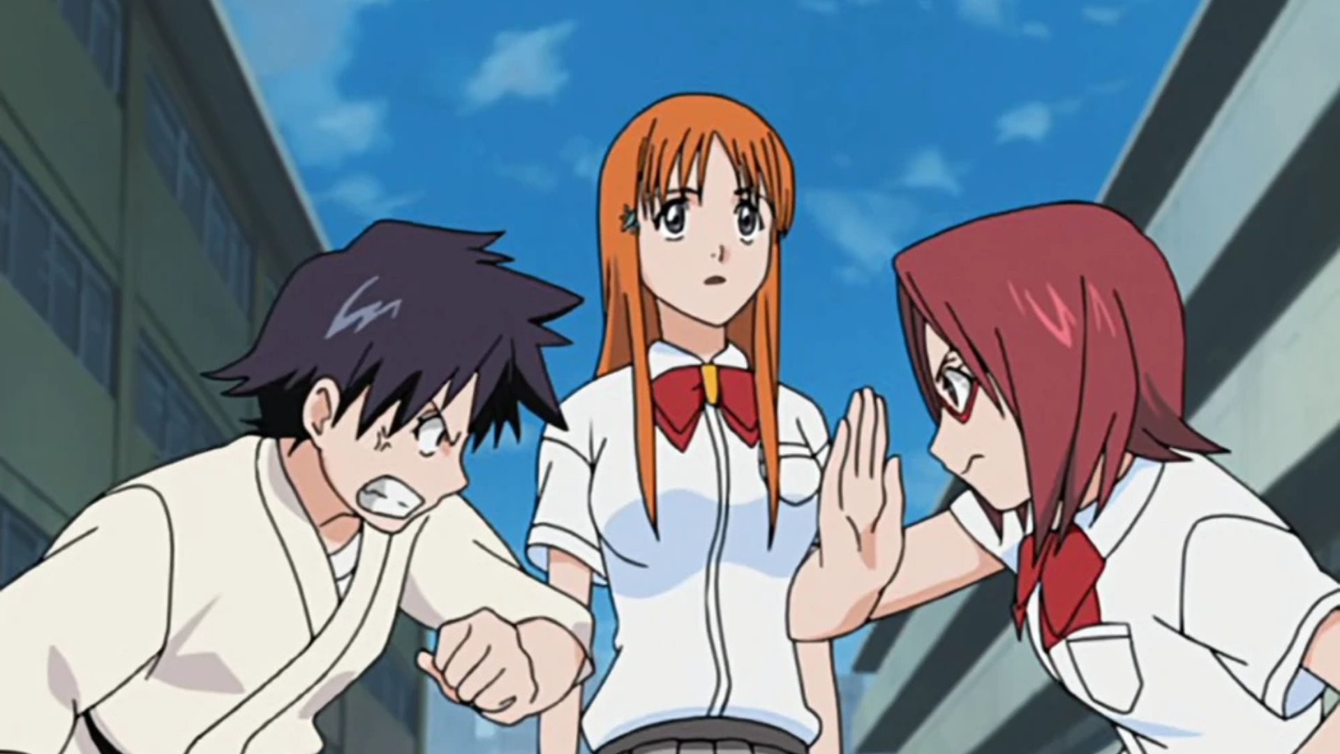 Chizuru, Orihime and Tatsuki as seen in the Bleach anime (Image via Studio Pierrot)