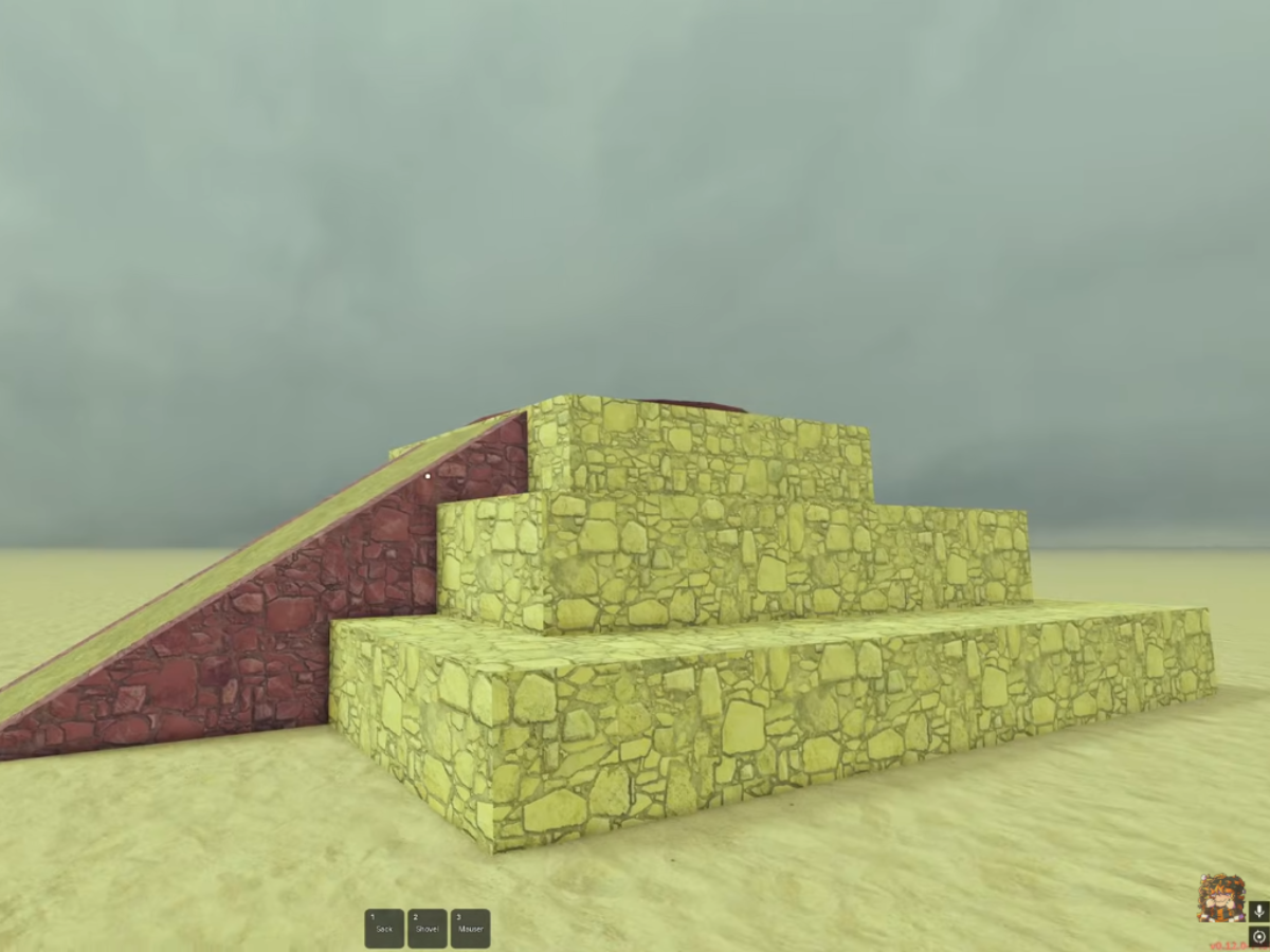 The pyramid-like structure can be found in the open desert (Image via YouTube/@SomeSteven)