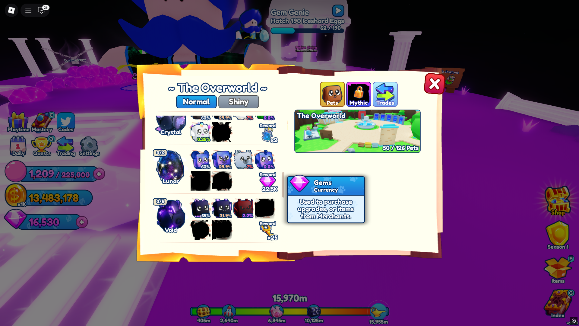 Pet Index - Bubble gum simulator Infinity (Image via Roblox)