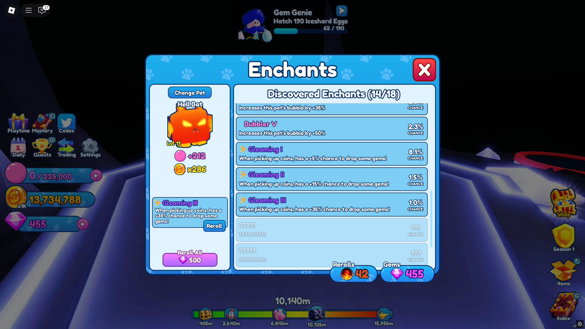 Pet Enchants - Bubble gum simulator Infinity (Image via Roblox)