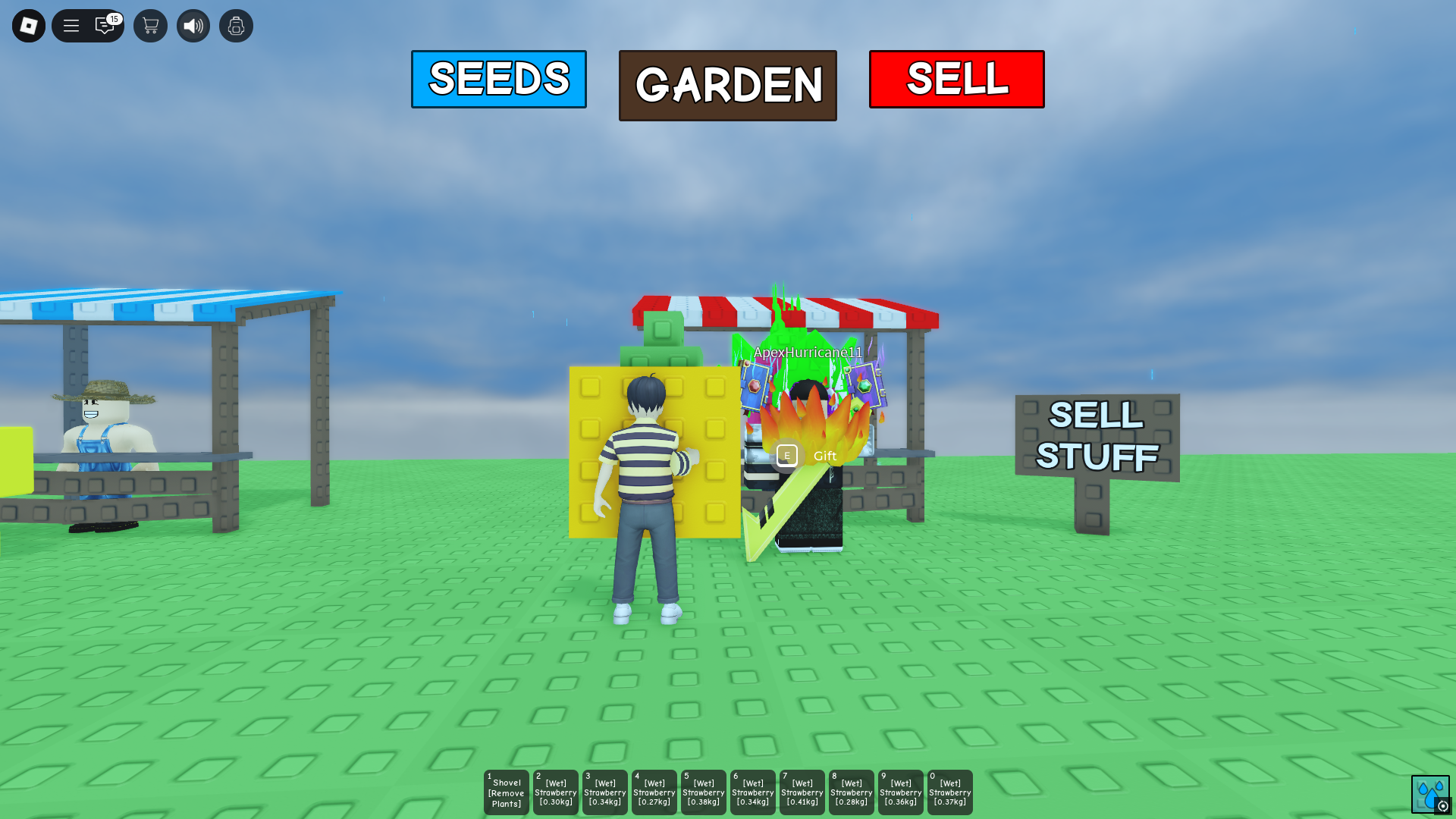 Selling a pumpkin - Grow a Garden (Image via Roblox)