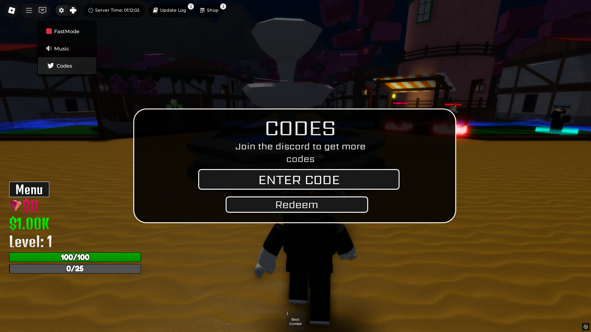 Redeeming codes in Ijul Piece 2 (Image via Roblox)
