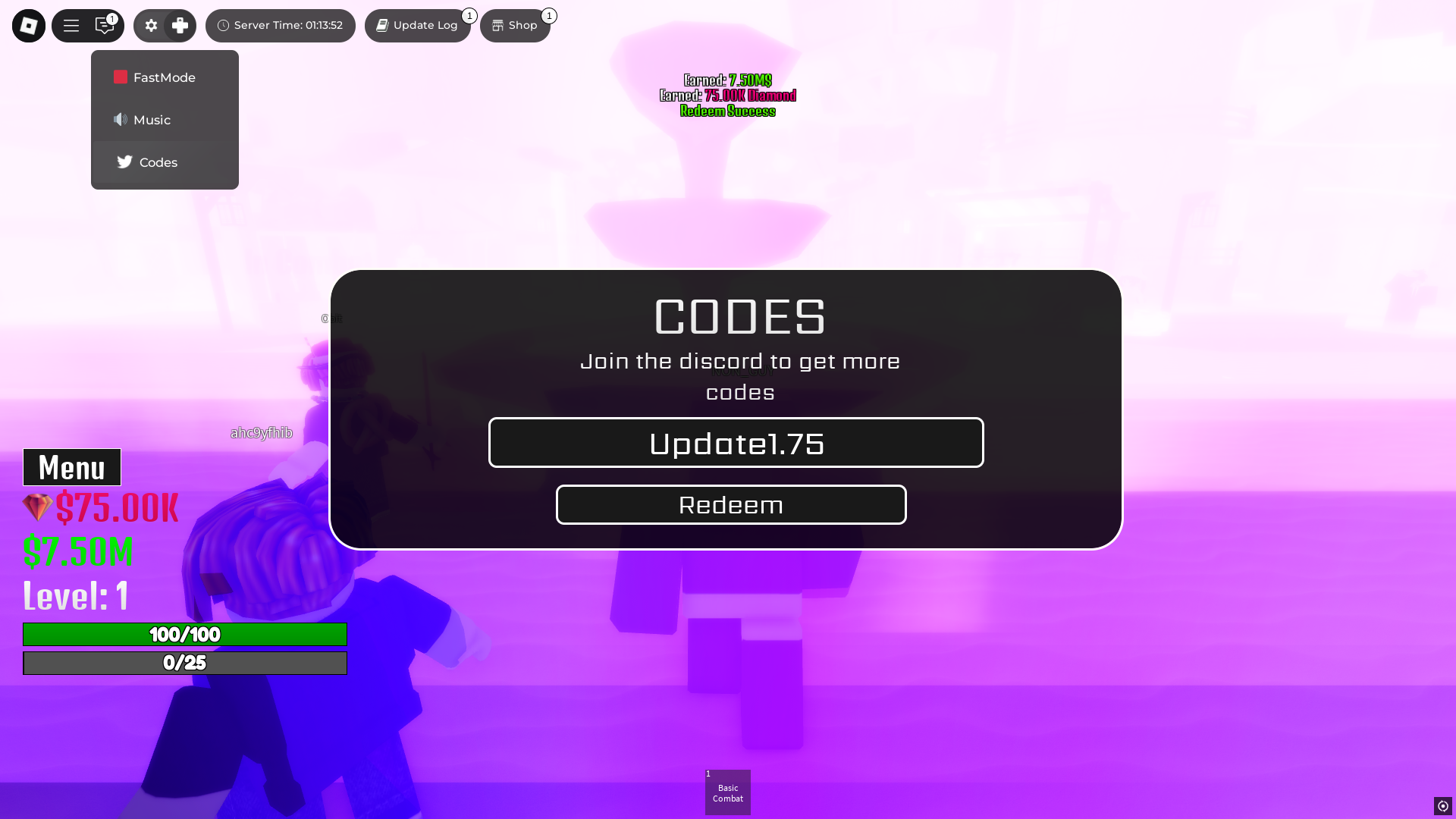 Rewards after redeeming code (Image via Roblox)