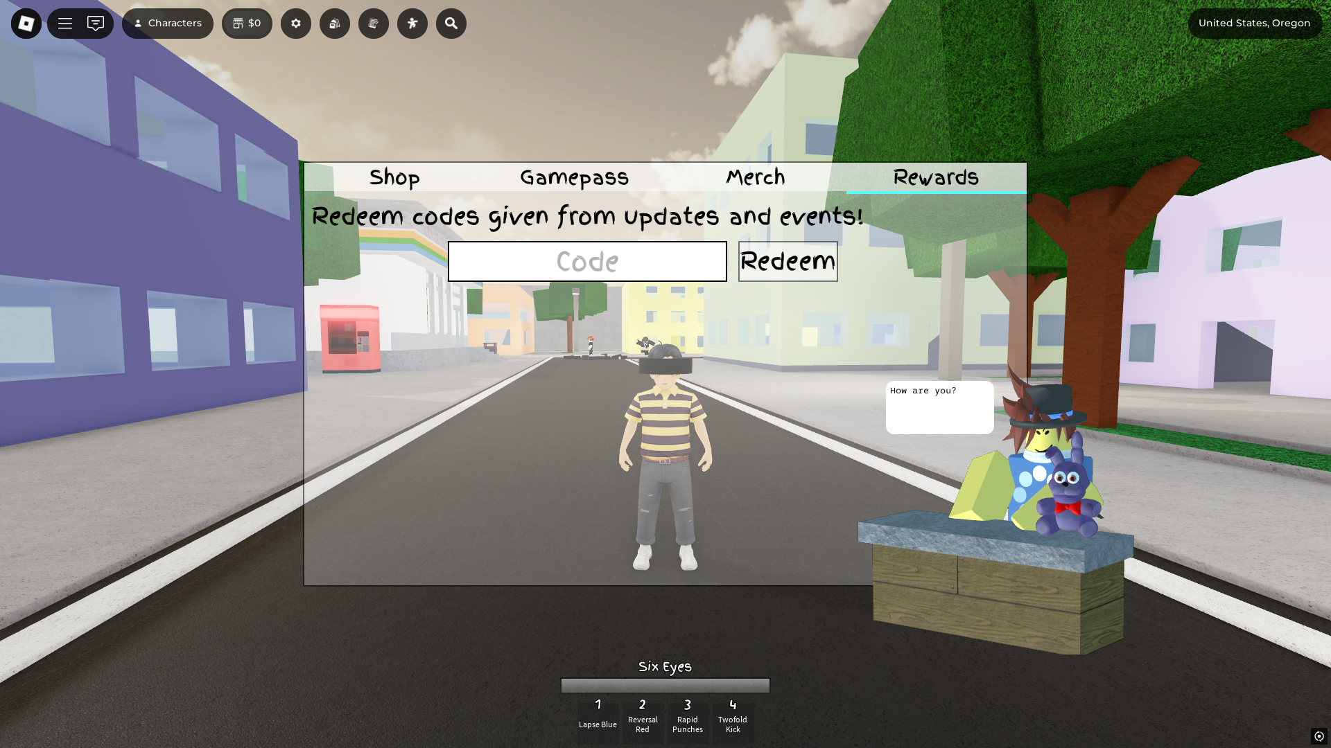 Redeeming codes in Jujutsu Shenanigans (Image via Roblox Corporation)