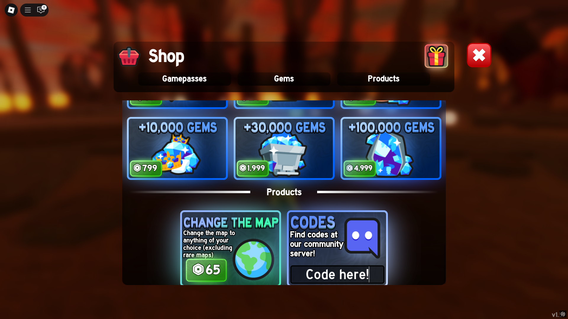 Redeeming codes in Block Mayhem X (Image via Roblox)