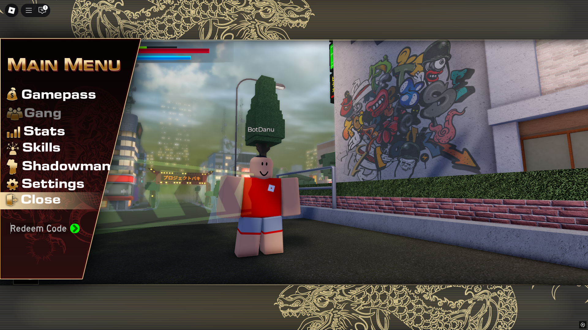 Redeeming codes in Project Bakamitai (Image via Roblox)
