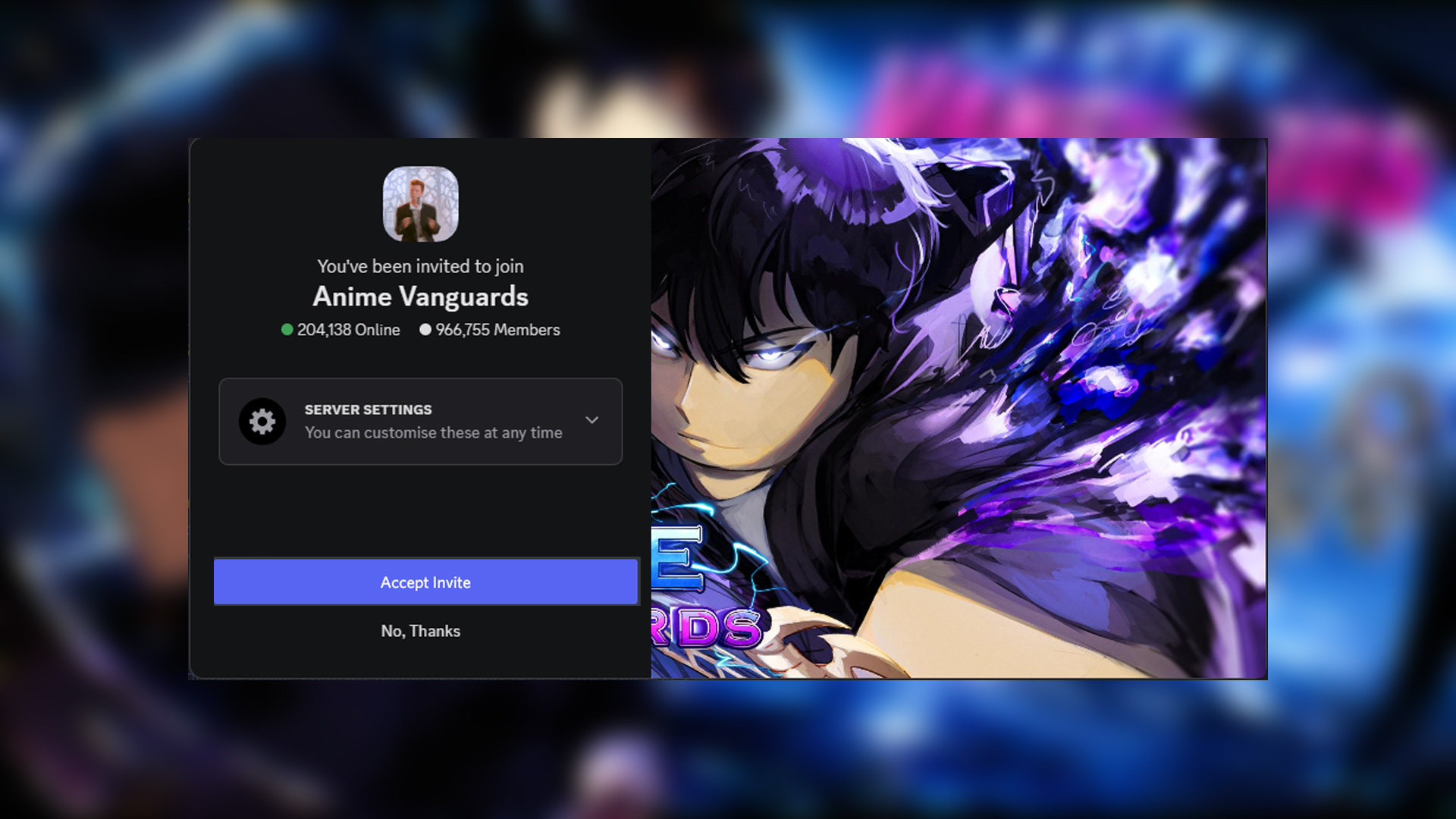 Accept invite to the Discord