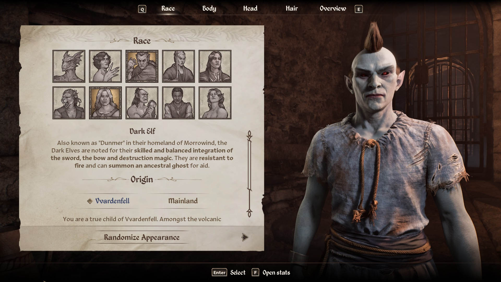 Elder Scrolls Oblivion Remastered Dark Elf race