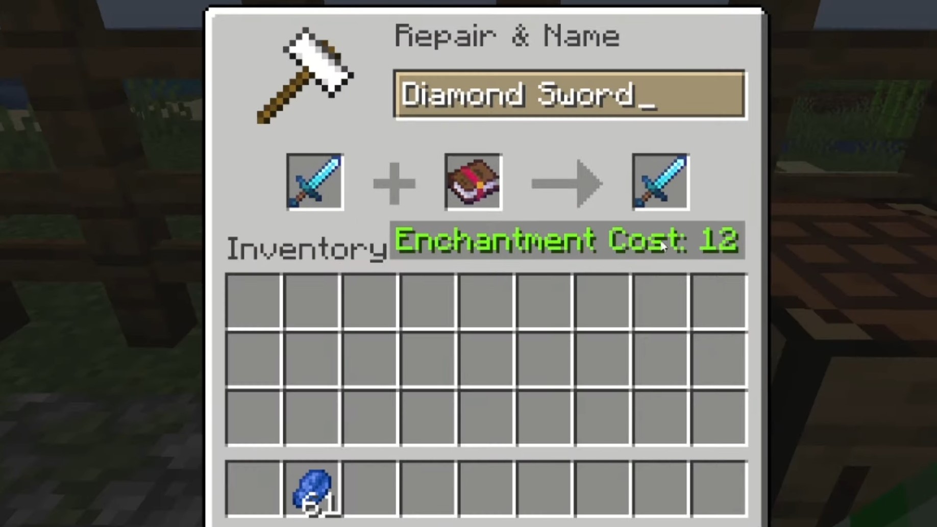 Combine the enchanted book with an item (Image via Mojang Studios)