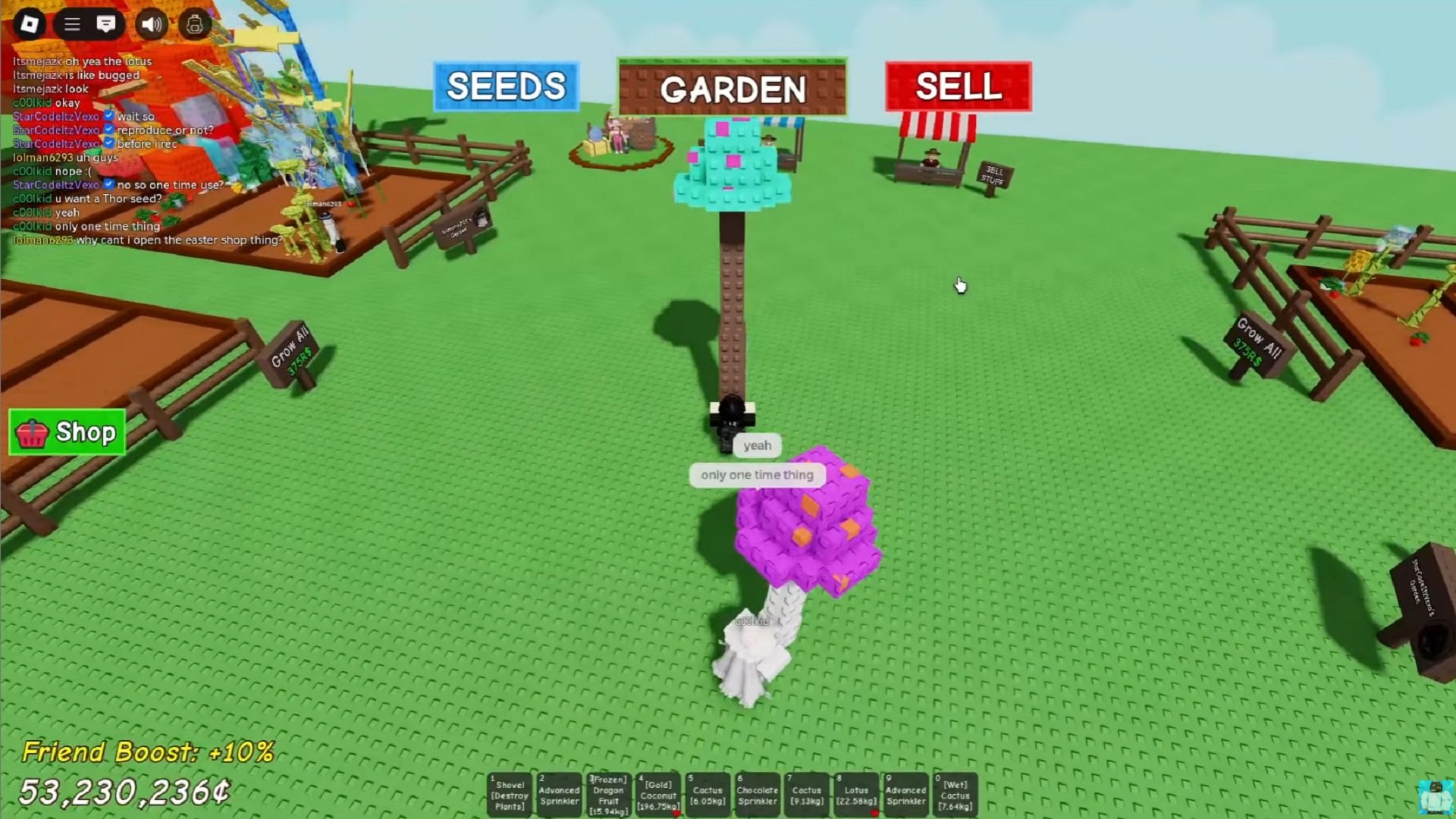Mushroom seeds are available at shops in Grow a Garden (Image via Roblox | ItzVexo/YouTube)
